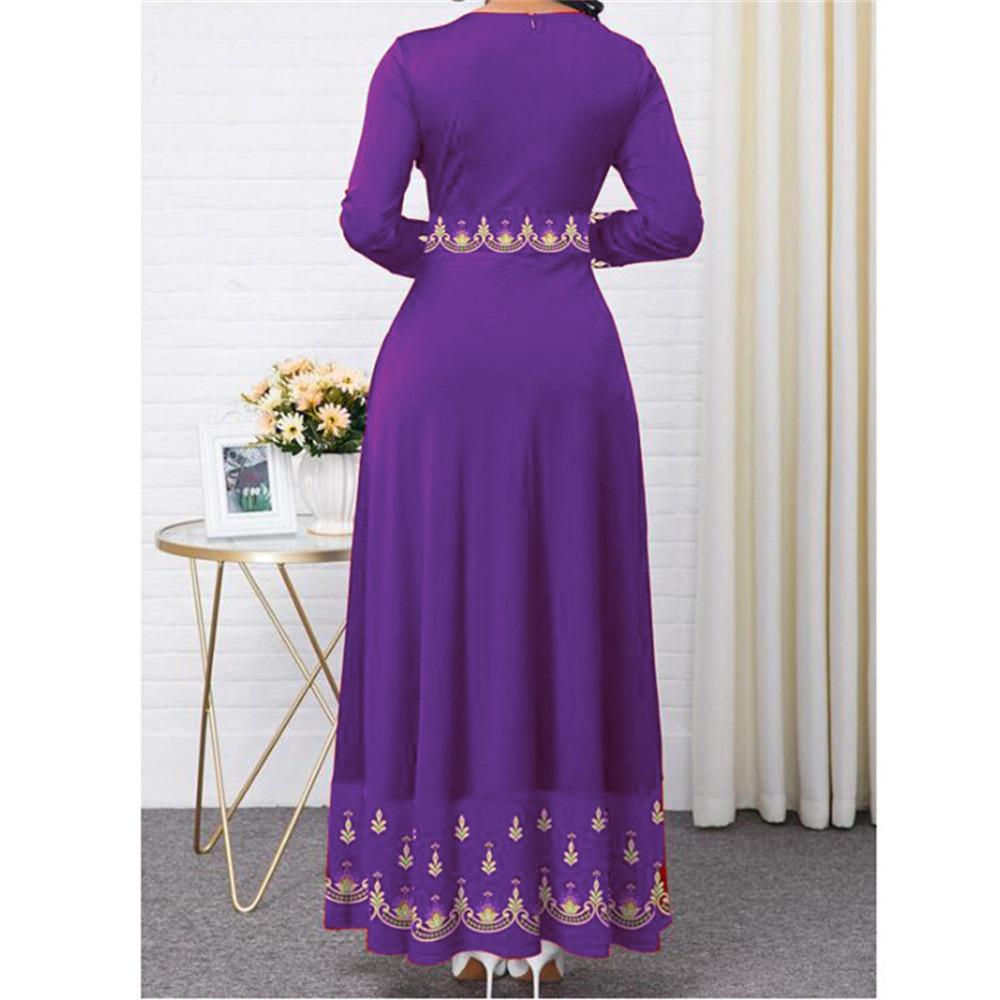 Retro Print High Waist Maxi Dress for Women
