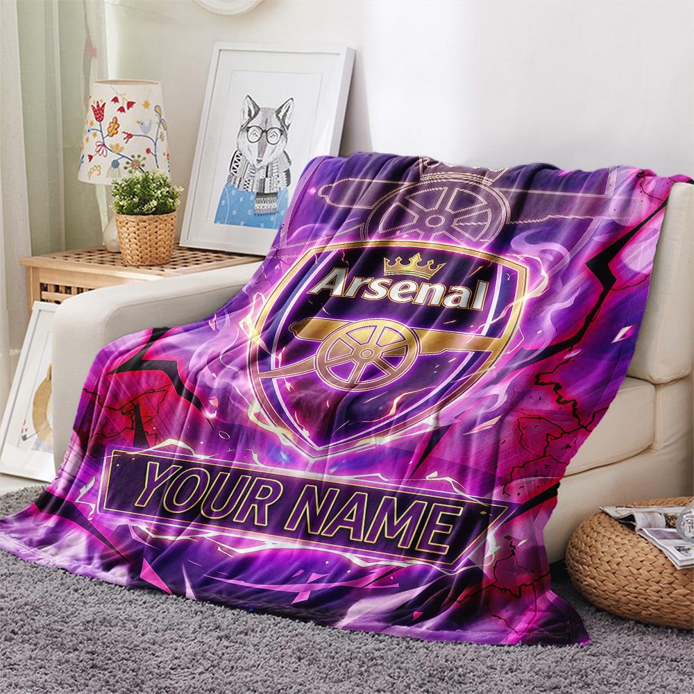 Custom Name Arsenal Flannel Blanket, High Quality Comfortable for All Seasons, Home Decor, Warmth and Comfort