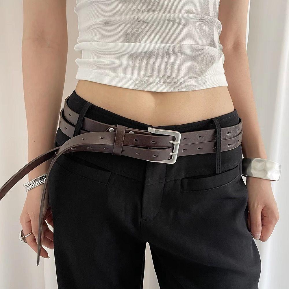 Leather Women's Belt Vintage Dress Jeans Belt American Waist Belt  Waist Accessories