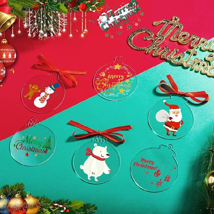 Clear Round Acrylic Christmas Ornaments Acrylic Circle Discs for DIY Gift Tag