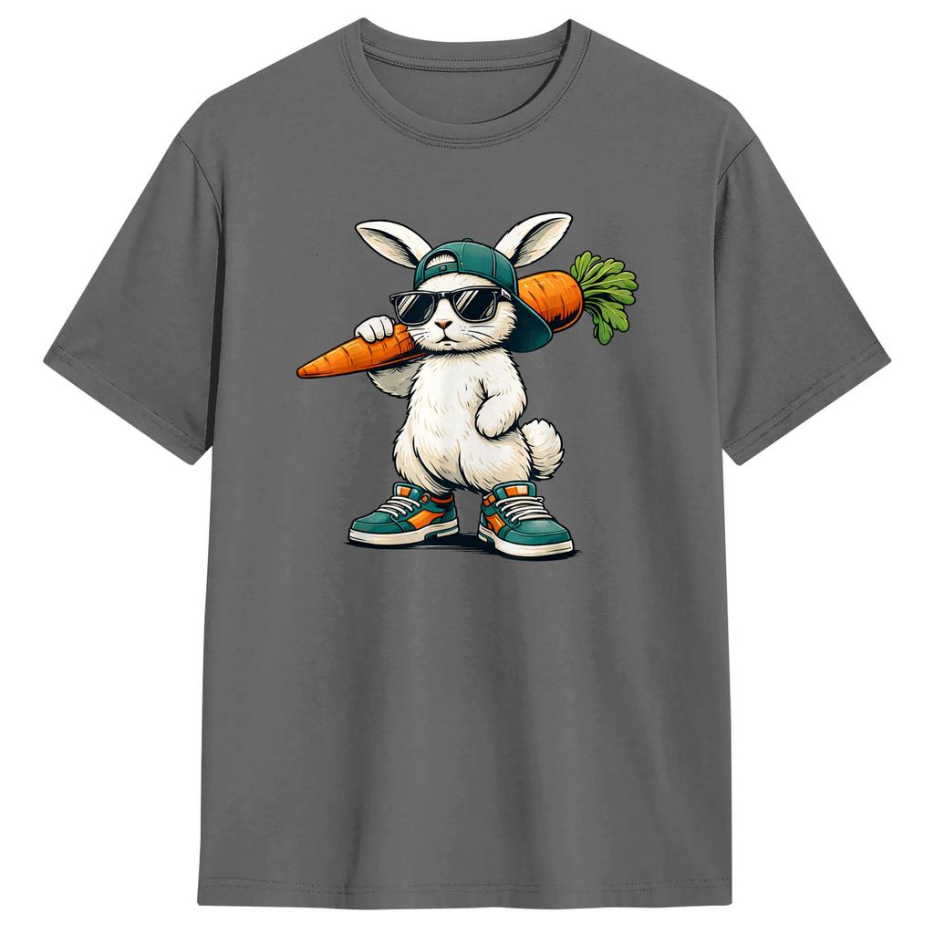 Funny Easter Bunny with Carrot Rabbit T Shirts for Unisex 100 Cotton Funny TShirt O Neck Tees Short Sleeve Clothes Summer