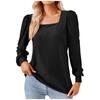Women's Fashion Solid Colour Long Sleeve Square Neck Loose T-Shirt Top