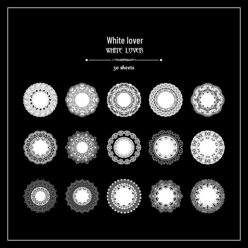 

Художественные черно-белые наклейки с кружевным узором для DIY коллажа в журнале