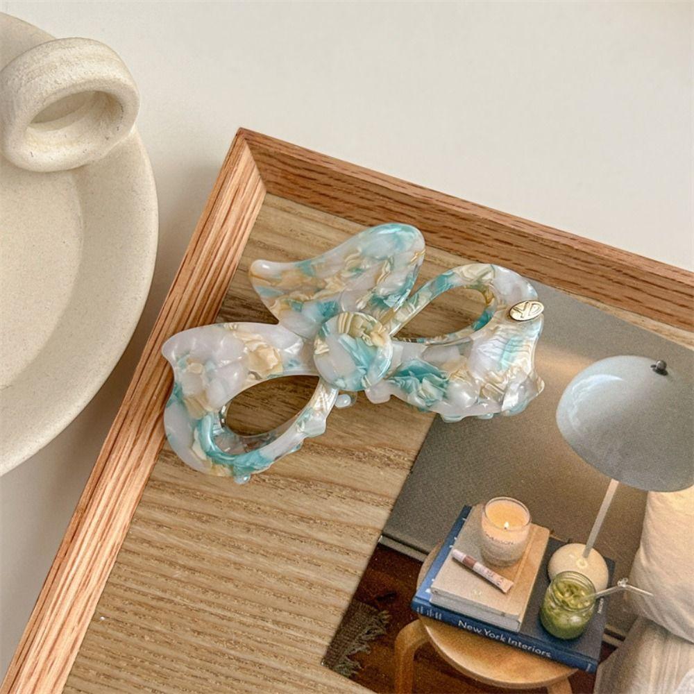 Korean Style Bowknot Barrettes Sweet French Shark Clip Bow Acetic Acid Hair Claw  Hair Accessories
