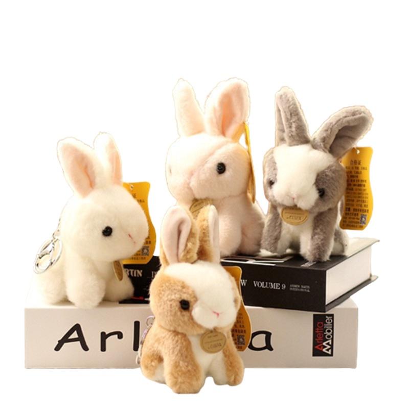 Cute Plush Bunny Keychain Pendant Fluffy White Rabbit Doll Backpack Decoration Gift For Girls