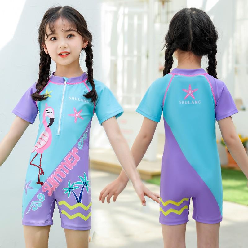 Trendy Kids' Swimsuit Set with Hat for Girls, Ages 2-13 - One-Piece for Toddlers, Medium, and Large Children