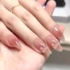 Wear Nail Pads, Pink Smudged Nail Pads, Sweet Bow Fake Nails, Removable Nail Pads 24 Pcs
