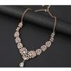GemChic Women's New Exquisite Alloy Hollow Flowers Crystal Zircon Drops Pendant Necklace Earrings Two Piece Set Birthday Christmas Jewelry Gift