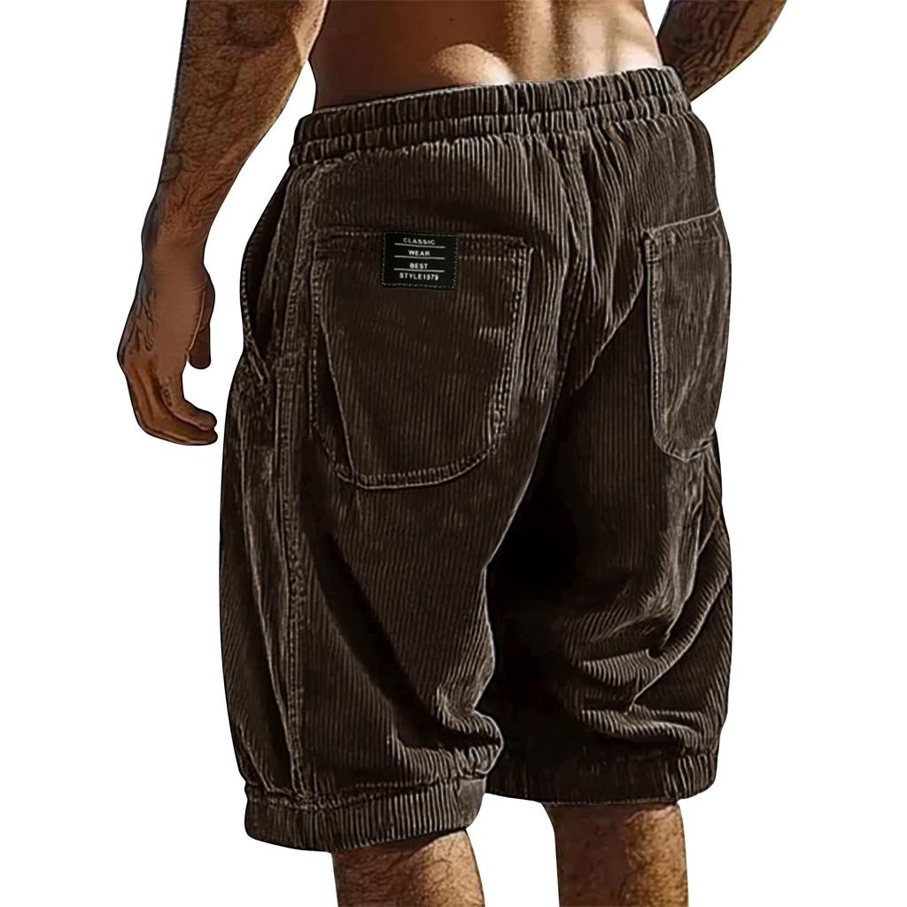 Men's Summer Striped Athletic Shorts Men's Multi-Pocket Casual Shorts