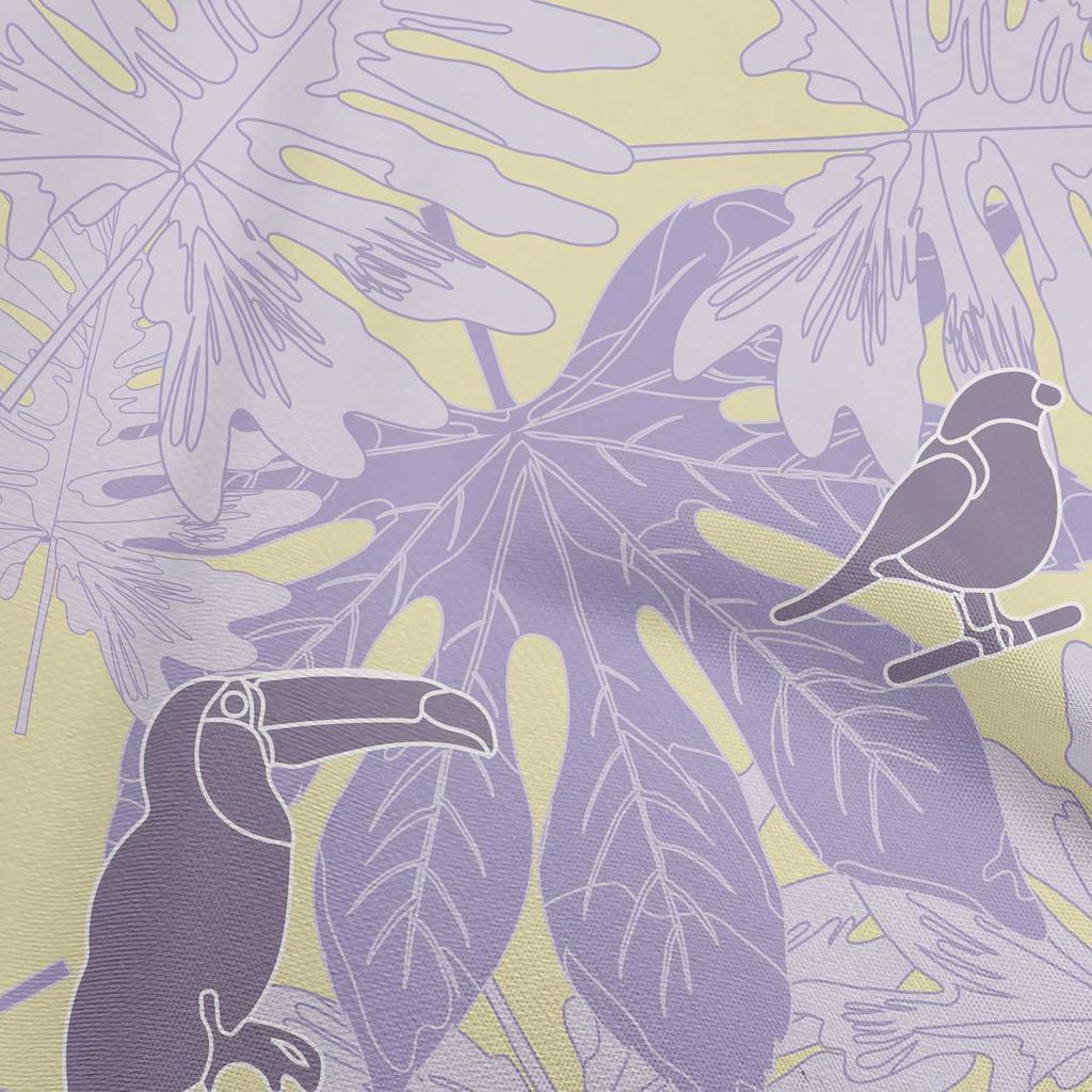 oneOone Cotton Flex Light Green Fabric Tropical Birds With Leaves Fabric For Sewing Printed Craft Fabric By The Yard 40 Inch