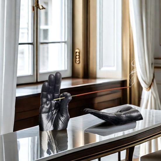 Hand-Räucherstäbchenhalter, Aschenfänger, Kunstharz, Gesten-Räuchergefäß, für Zuhause, Büro, Meditation, Yoga, Entspannung, Zuhause, Büro, Dekoration, Ornament