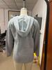 Grey Elegant Hooded V-Neck Women's Sweatshirt for Autumn and Winter 2025