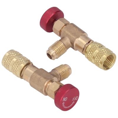 2PCS Ventil řízení chlazení 1/4SAE s vnějším závitem 5/16SAE s vnitřním závitem Plnění chladiva