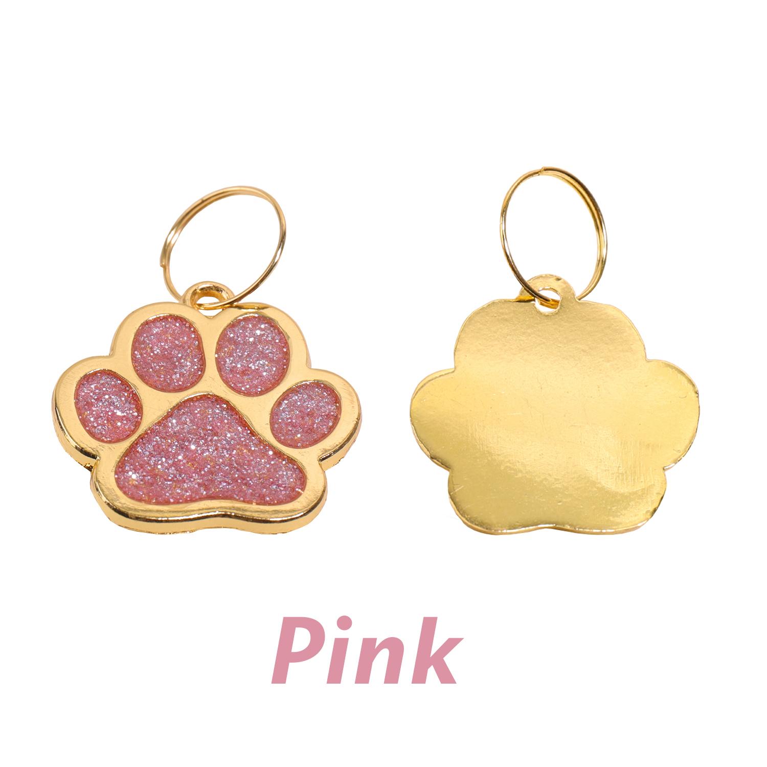 

Mini Claw Custom Text Dog Tags Glitter Personalized Name Pets Tag Collar Pendant Laser Engraving Golden Customized Text Cat Tag розовый