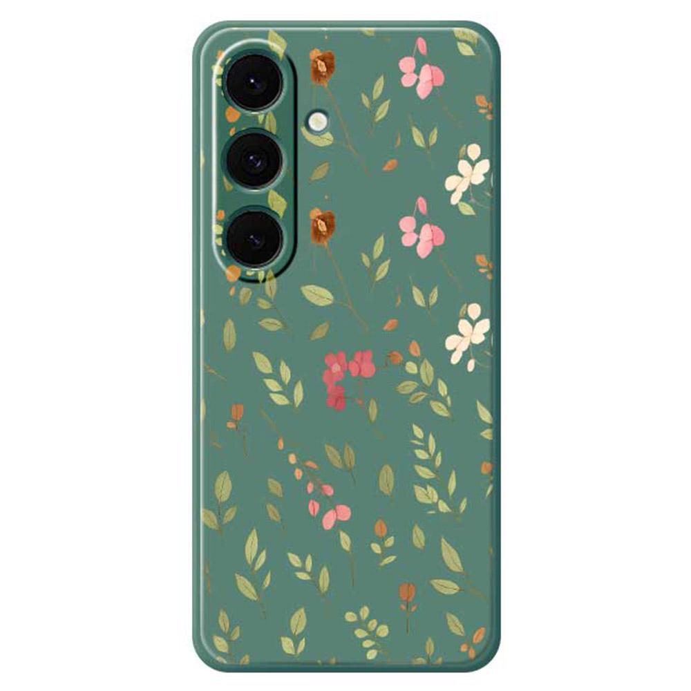 For Samsung Galaxy S25+ Case Small Flower Leaves Pattern Printing Straight Edge TPU Phone Back Cover
