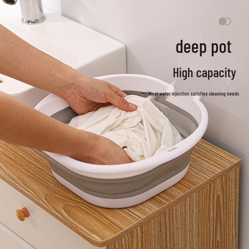 Collapsible Silicone Washbasin: Multi-Purpose for Vegetables, Dorm Use, Foot Soaking