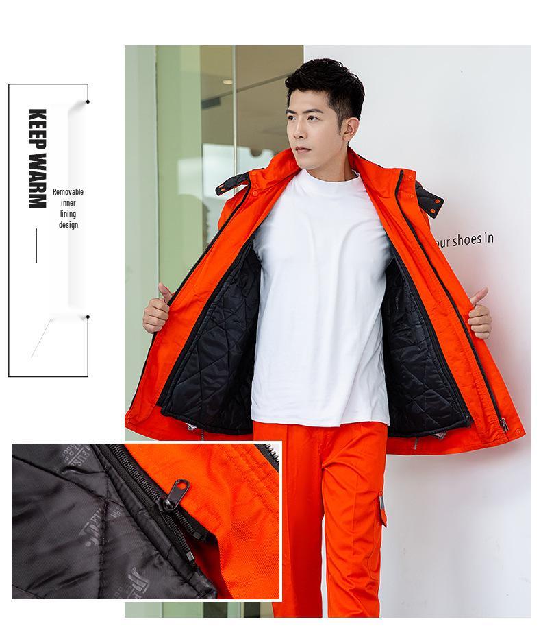 Reflective Cotton Work Jacket for Road and Landscaping Crew - Winter Cold-Proof for Sanitation, Traffic, and Property Management.
