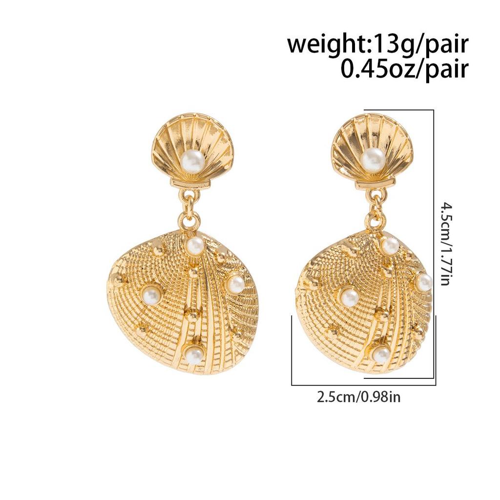 Ohrstecker mit übertriebenem Sternmotiv, für Sommer, Strand, Ozean, personalisierbar, trendig, Urlaub, Kunstperle, Seestern, Metallohrring für Frauen und Mädchen
