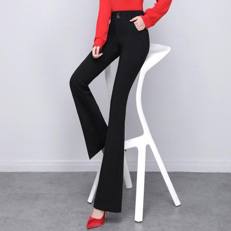 Elegant High Waist Wide Leg Capris Summer Office Lady Women Suit Pants Skinny Flare Trousers S чёрный