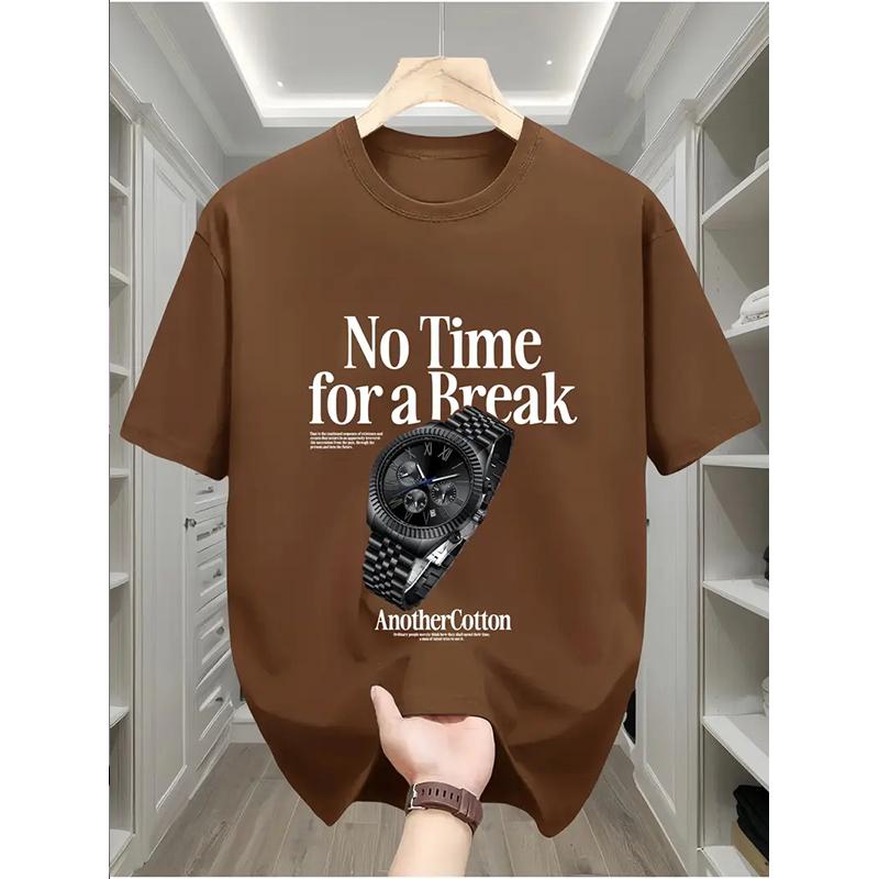 

Новая летняя мужская модная футболка с принтом наручных часов для мужчин 8XL коричневый