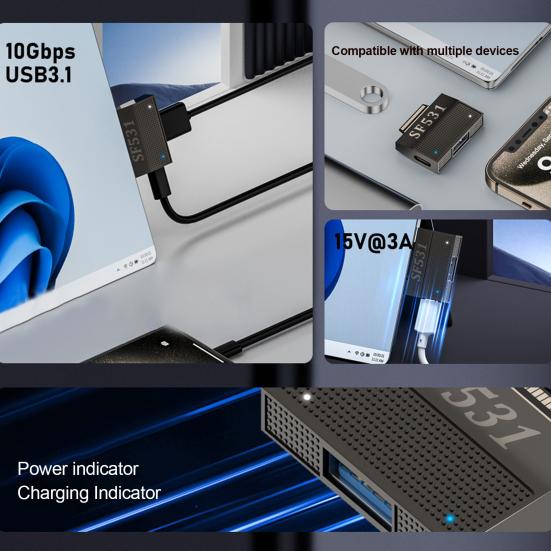 Adattatore di Ricarica per Tablet Convertitore USB ad Alta Velocità Dimensioni di Trasmissione Compatte Convertitore Universale Portatile per Surface