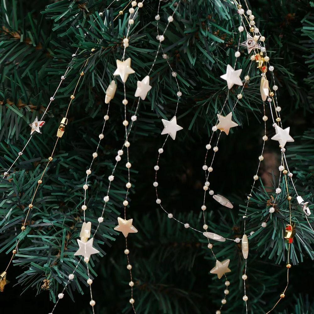 Plastic Star Beads Chain Electroplated Christmas Star Chain Decoration  For Diy Jewelry Making