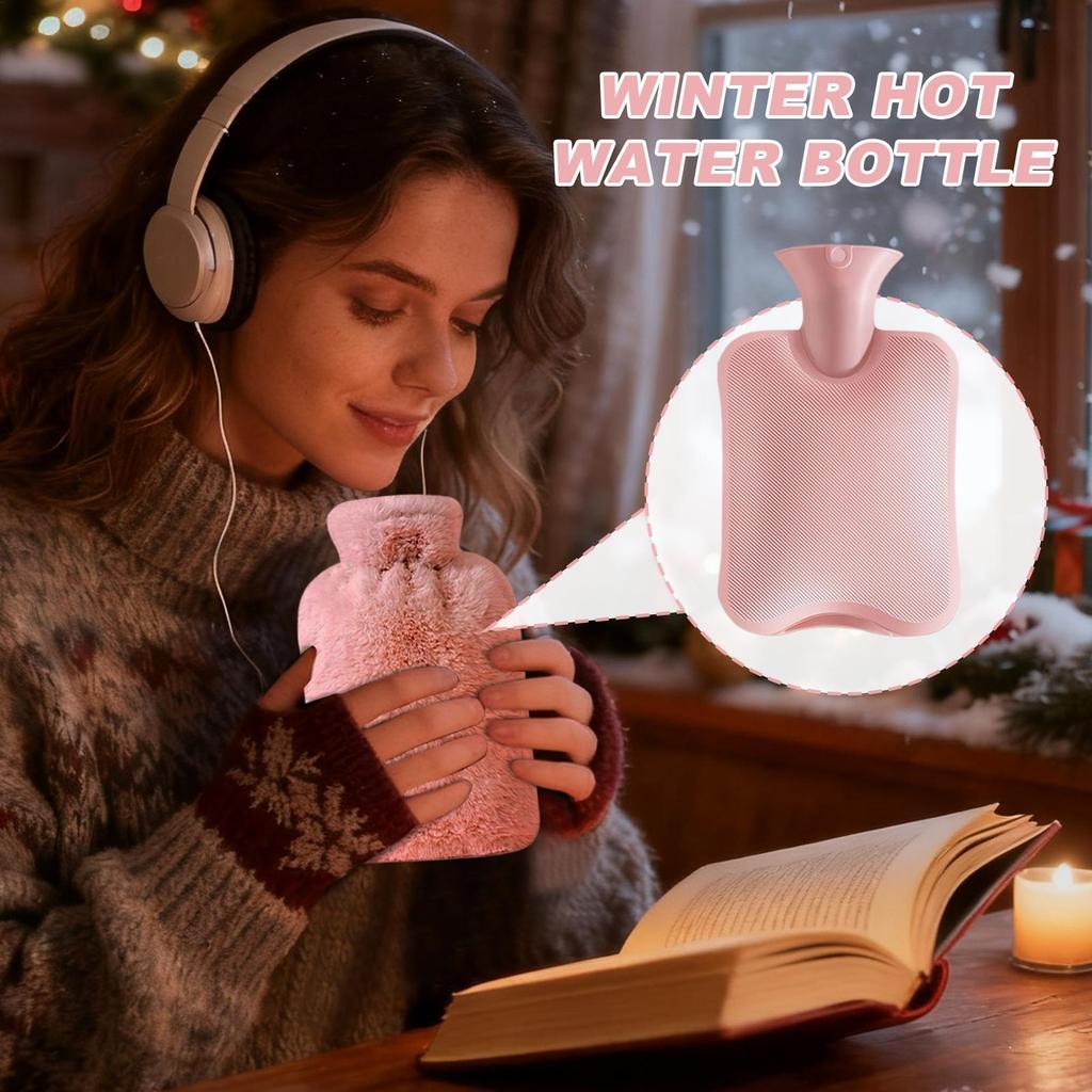 1L Leakproof Hot Water Bottle with Soft Cover Reusable for Period Cramp Relief, Muscle Pain, Warmth in Winter, Home & Travel
