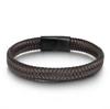 Vintage Handwoven Black Leather Bracelet with High Quality Metal Buckle Suitable for Men\'s Personalized Charm Wristband Jewelry