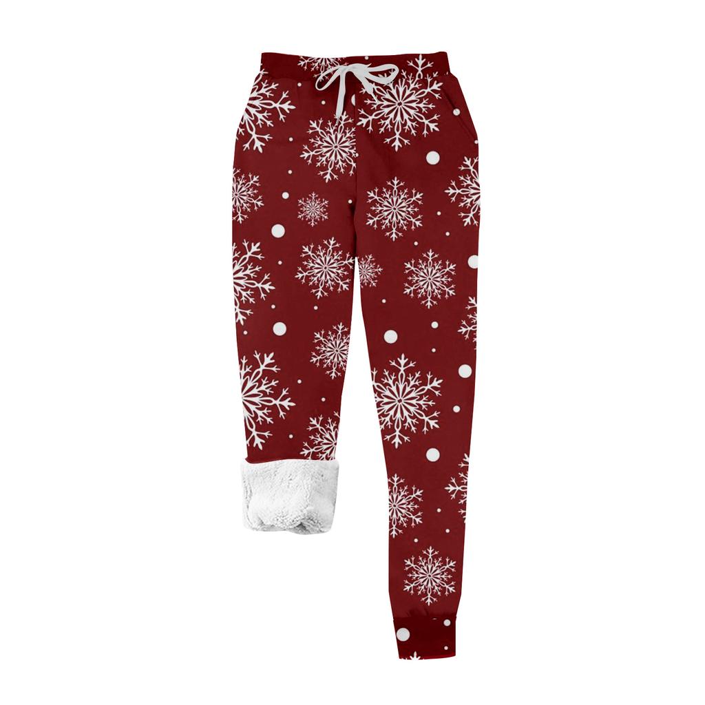 Women's casual fashion home Christmas print plush sweatpants