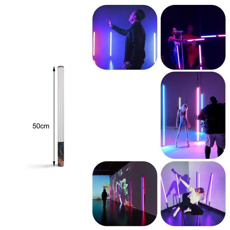 50cm RGB LED Handheld Light Stick, Music Rhythm Atmosphere Fill Light, Built-in Battery for Video Photography Vlog, No Tripod