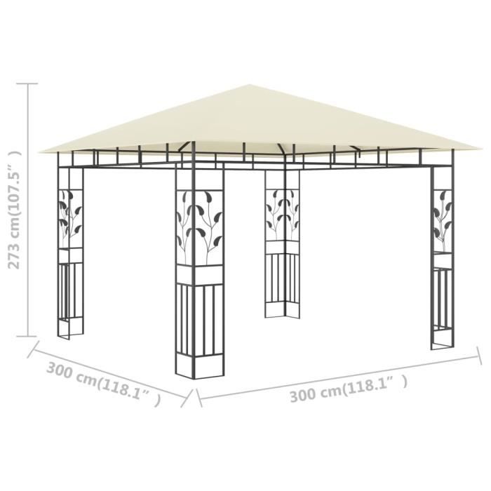 VidaXL Belvédère avec moustiquaire 3x3x2,73 m Crème 180 g/m²