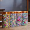 Enamel Tea Candy Jar Ceramic Candy Jar Multifunctional Home Herbs Coffee Bean Sealed Box Kitchen Storage Bottle Home Decoration