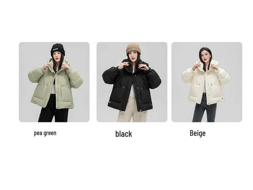 Genuine Clearance Winter White Duck Down Women's Hooded Short Jacket - Small Size Loose Fit