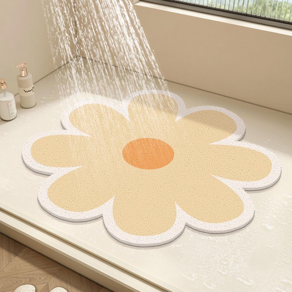 

Water Absorbent Bathroom Rug PVC Floor Mat Home Decoration Flower Shape Bath Mat Living Room жёлтый