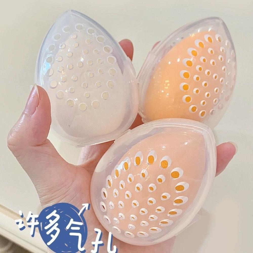 Makeup Egg Storage Box with Holes Breathable Egg Shaped Anti Mold Storage Box Portable Sponge Holder Dust Proof Case Organizers