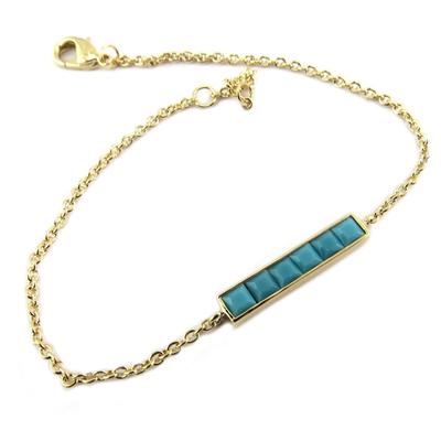 [P8033] - Vergoldetes 'Boho'-Armband mit goldenem Türkis - 20 x 4 mm