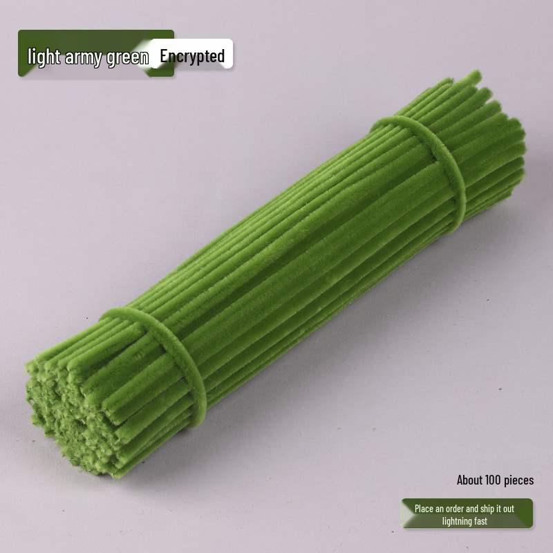 Encrypted Pipe Cleaners: Dense, Thickened 8mm White Strips with Mixed Colors for Handmade DIY Bouquets