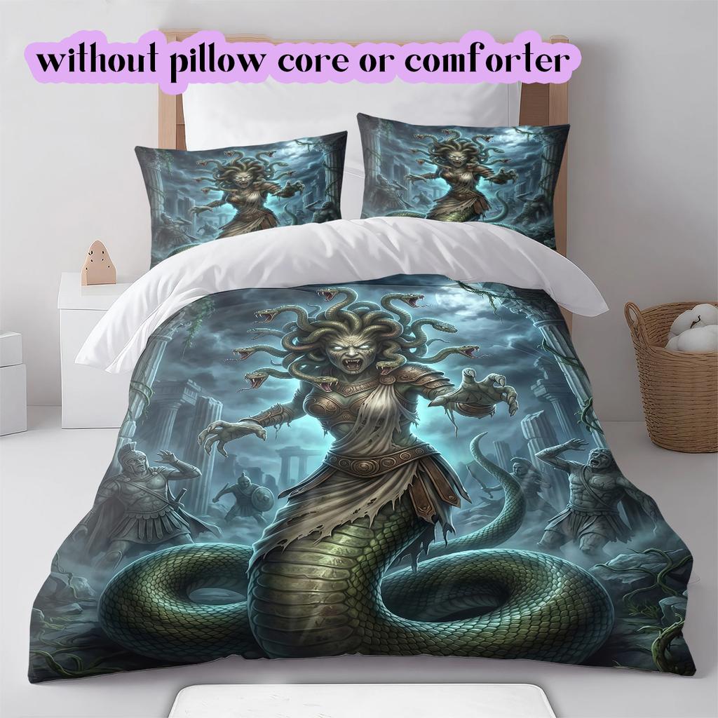 mythological figures Pattern Bedding Quilt Set Quilt Cover Pillowcase Home Decoration Birthday Gift (1 * duvet cover + 2 * pillowcase, without core)