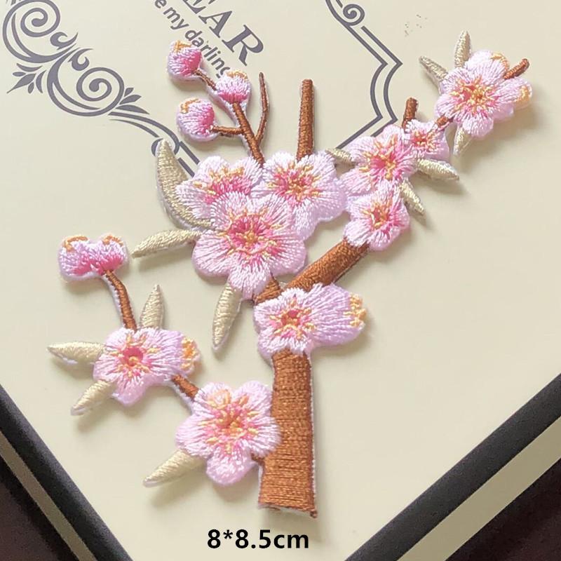 Patch Loch Kleidung Rock Cheongsam Dekoration Diy Kleber Rosa Pflaumenblüte Zubehör Stickerei Tuch Aufkleber