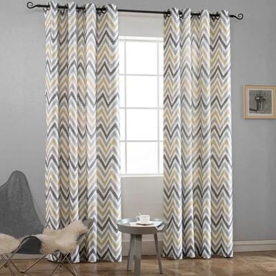 Karomuster Chevron Fenstervorhänge, Gelb und Grau, Wohnzimmer, Badezimmer, Heimküchendekor