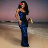 Summer European and American new printed, sexy slim-fitting hip-wrapped dress seaside vacation suspender dress