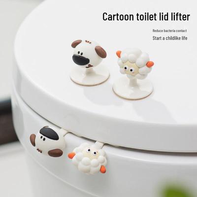 Cartoon Sheep & Puppy Toilet Seat Lifter - Anti-Dirty Handle for Bathroom Lid Opener