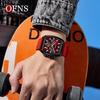 Herren Square Chronograph Armbanduhren Silikon-/Netzarmband, Luxuriöse Stilvolle Analoge Uhr für Arbeit & Streetwear