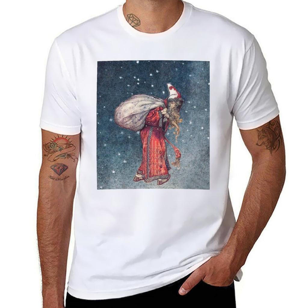 Arthur Rackham Santa Claus Tshirt Classic Print Short Sleeve Shirt