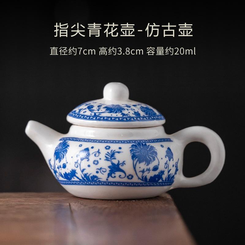 20ml Fingertip Blue And White Mini Teapot Tea Play Toys Small Tea Table Tea Pet Ornament Pocket Teaset Tea Ceremony Accessories