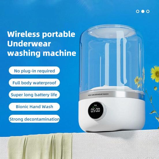 Portable Mini Washing Machine Underwear Washer Large Capacity Rechargeable Ultrasonic Washing Machine Cordless Laundry Machine