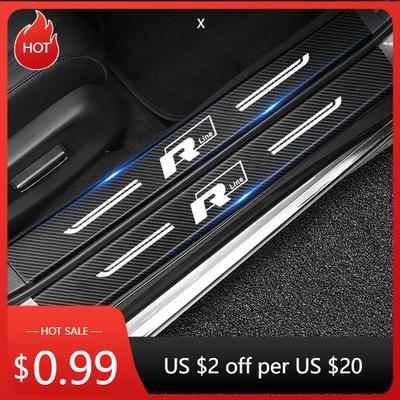 For VW VOLKSWAGEN 2026 New for Volkswagen VW Car Door Sill Sticker Carbon Fiber Protector Anti-Scratch Pad Rline R Line Badge Tr