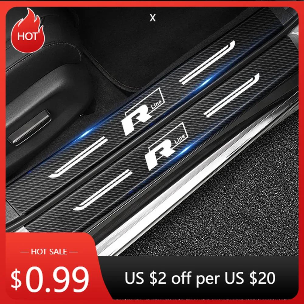 Für VW VOLKSWAGEN 2026 Neu für Volkswagen VW Auto Einstiegsleisten Aufkleber Karbonfaser Schutzblech Kratzschutzmatte Rline R Line Emblem Tr