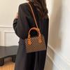 New Retro Texture Casual Simple Plaid Fashion Shoulder Crossbody Portable Small Square Bag Woman