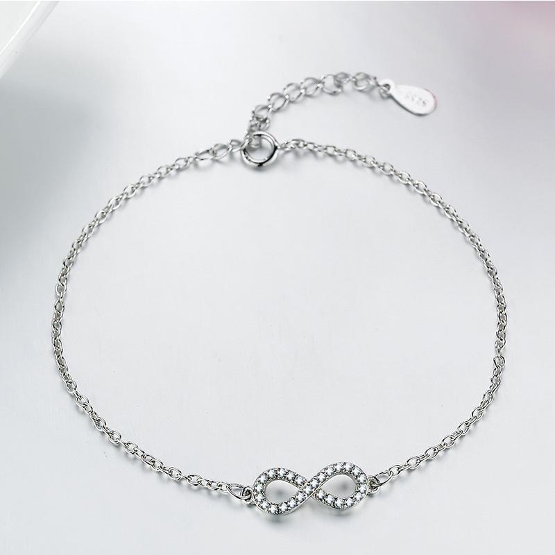 European and N Fashion Bracelet Infinite 8 Characters Simple Zircon Rose Gold Bracelet
